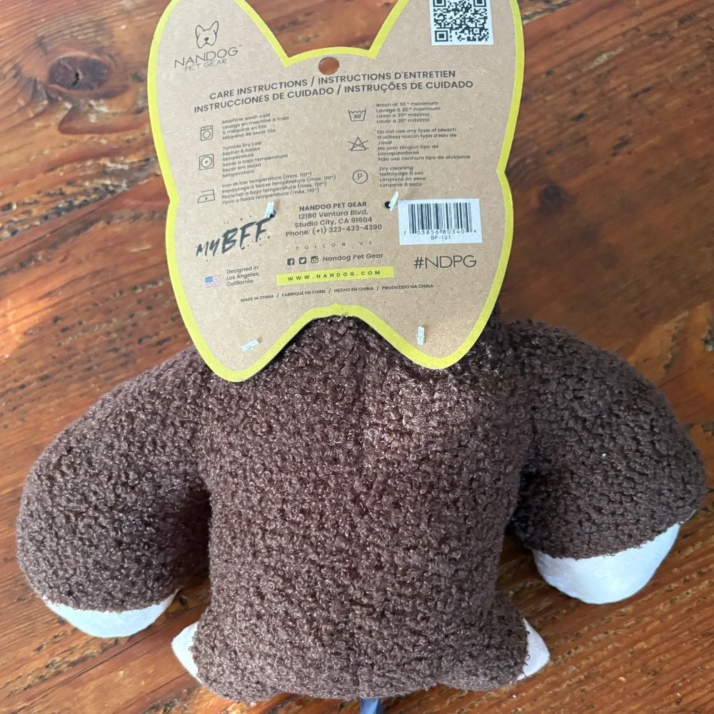 NWT NanDog My BFF Koko the Gorilla Plush Squeaky Toy